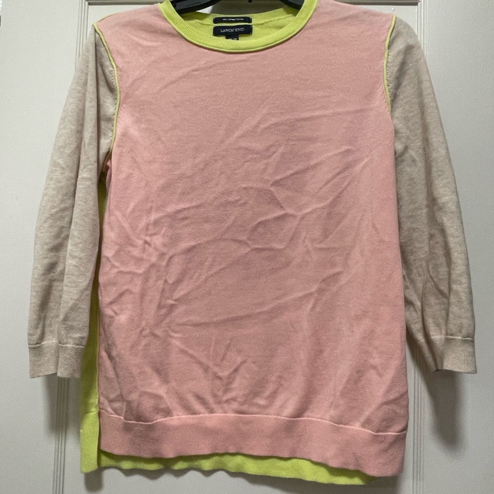 Lands' End Pink and Yellow Cotton Top